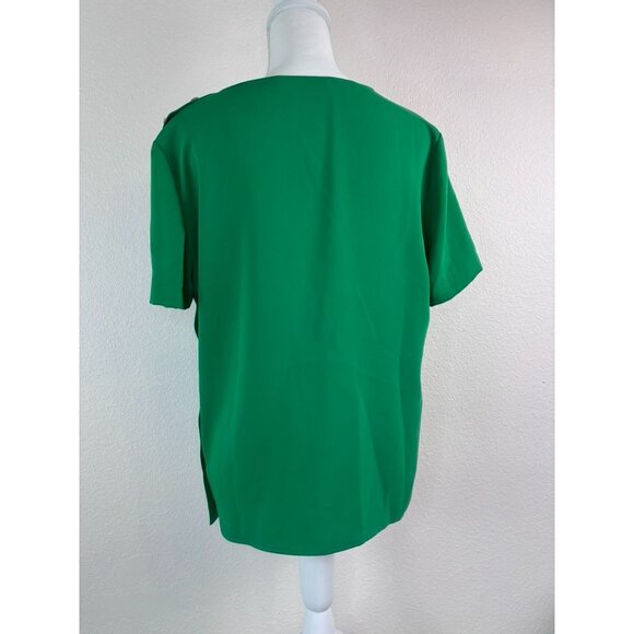 Amanda Uprichard women's‎ large kelly green Julep Melissa v-neck studded blouse - Picture 6 of 8